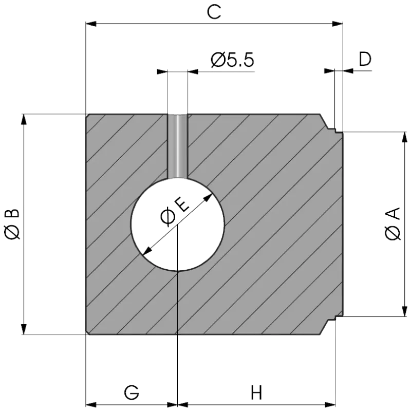 Hengerfenék - keresztfuratos rögzíthető rajz
